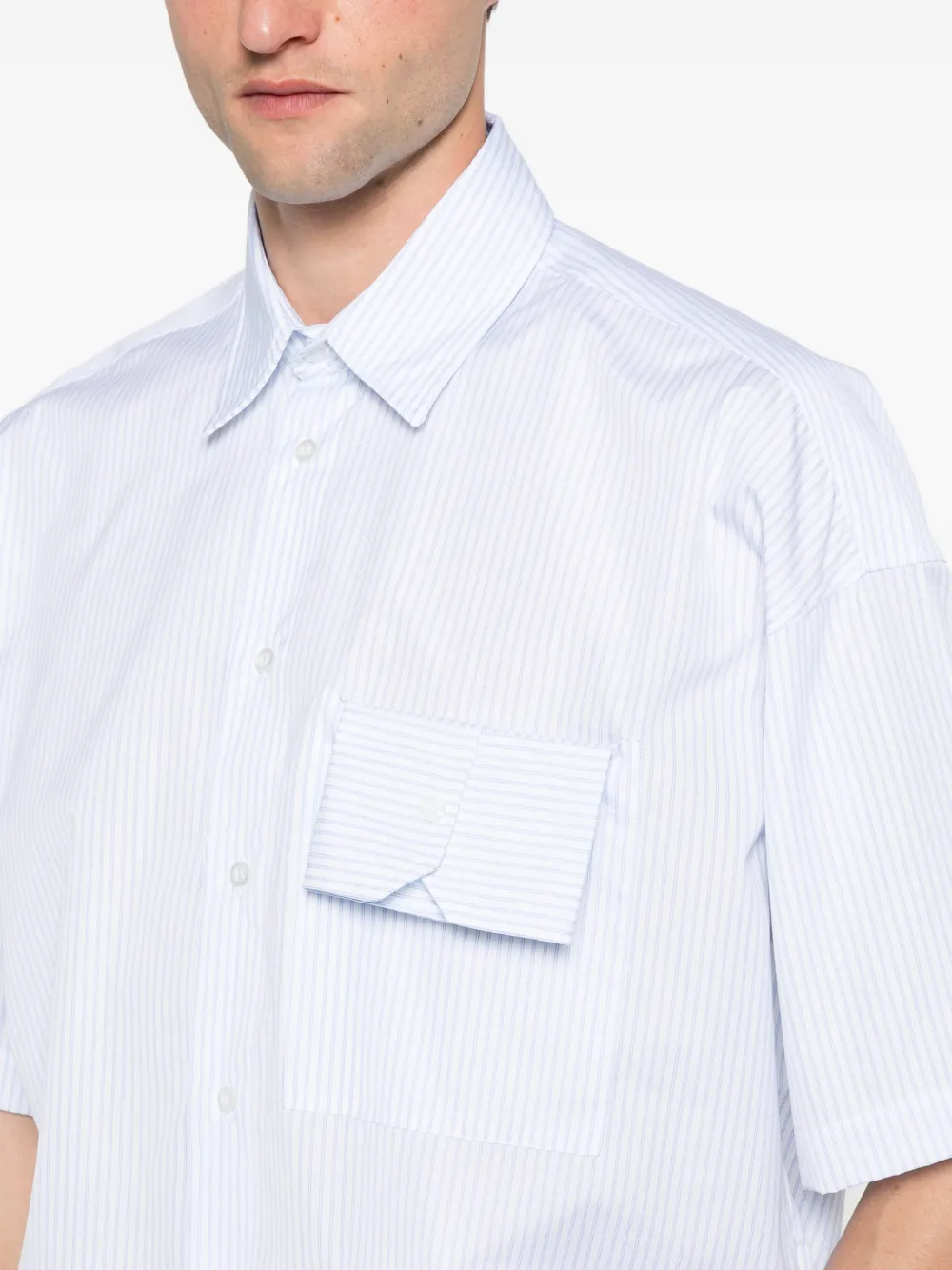 Mtl Studio Polsino Stripe-pattern Shirt In Blue