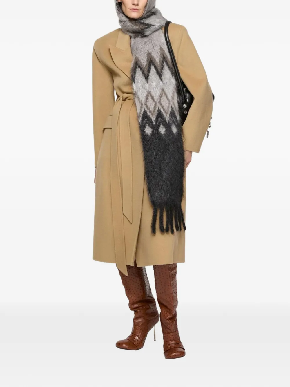Acne Studios Jas met ceintuur en dubbele rij knopen Beige