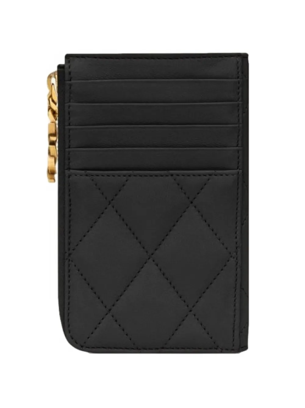Saint Laurent diamond-shaped quilted zippered card holder