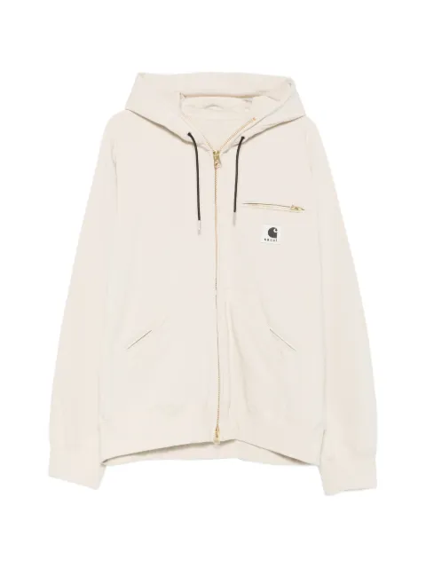 sacai x Carhartt logo-patch hoodie