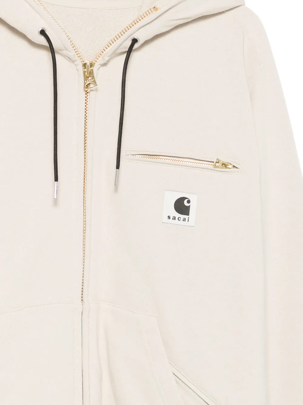 sacai x Carhartt hoodie met logopatch Beige