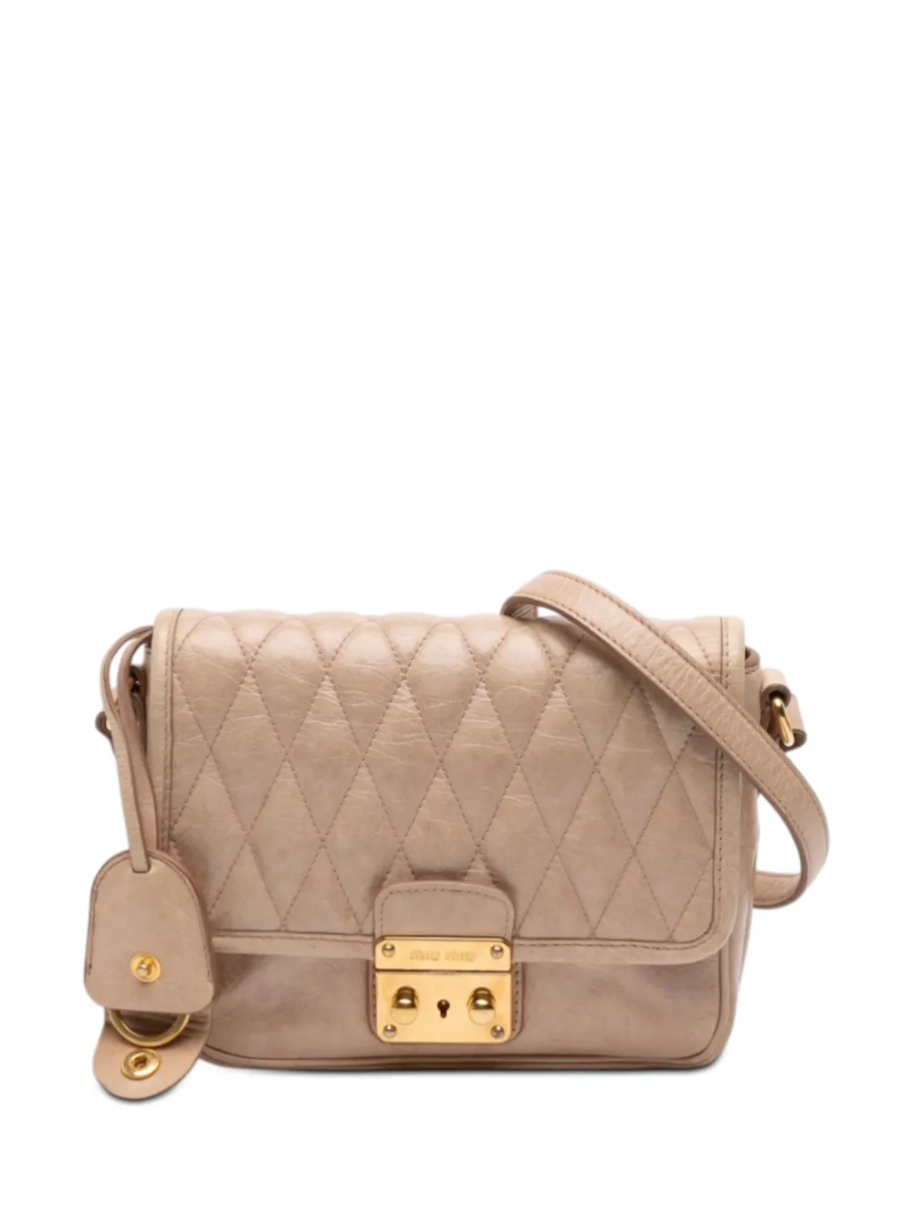 Miu Miu Pre-Owned 2010-2026 Quilted Leather Push Lock Flap crossbody bag - Toni neutri