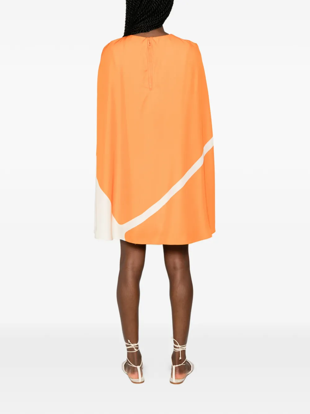 Alberta Ferretti Mini-jurk met cape en grafische print Oranje