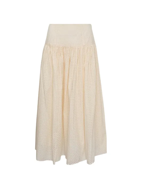 Ulla Johnson Nalla A‐line Broderie-anglaise Skirt in Neutrals