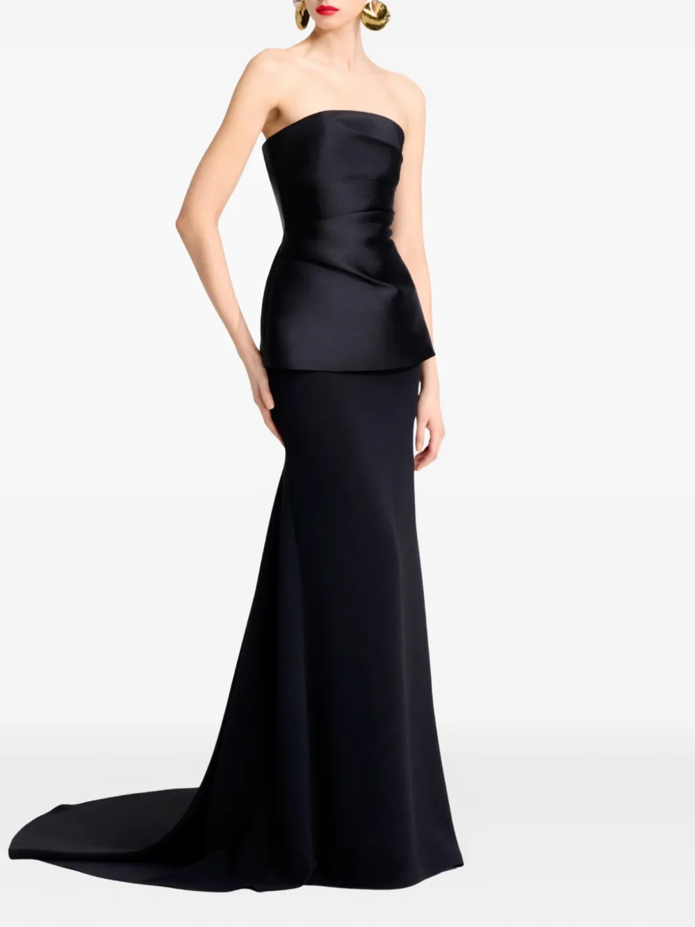 Solace London The Alia strapless jurk Zwart
