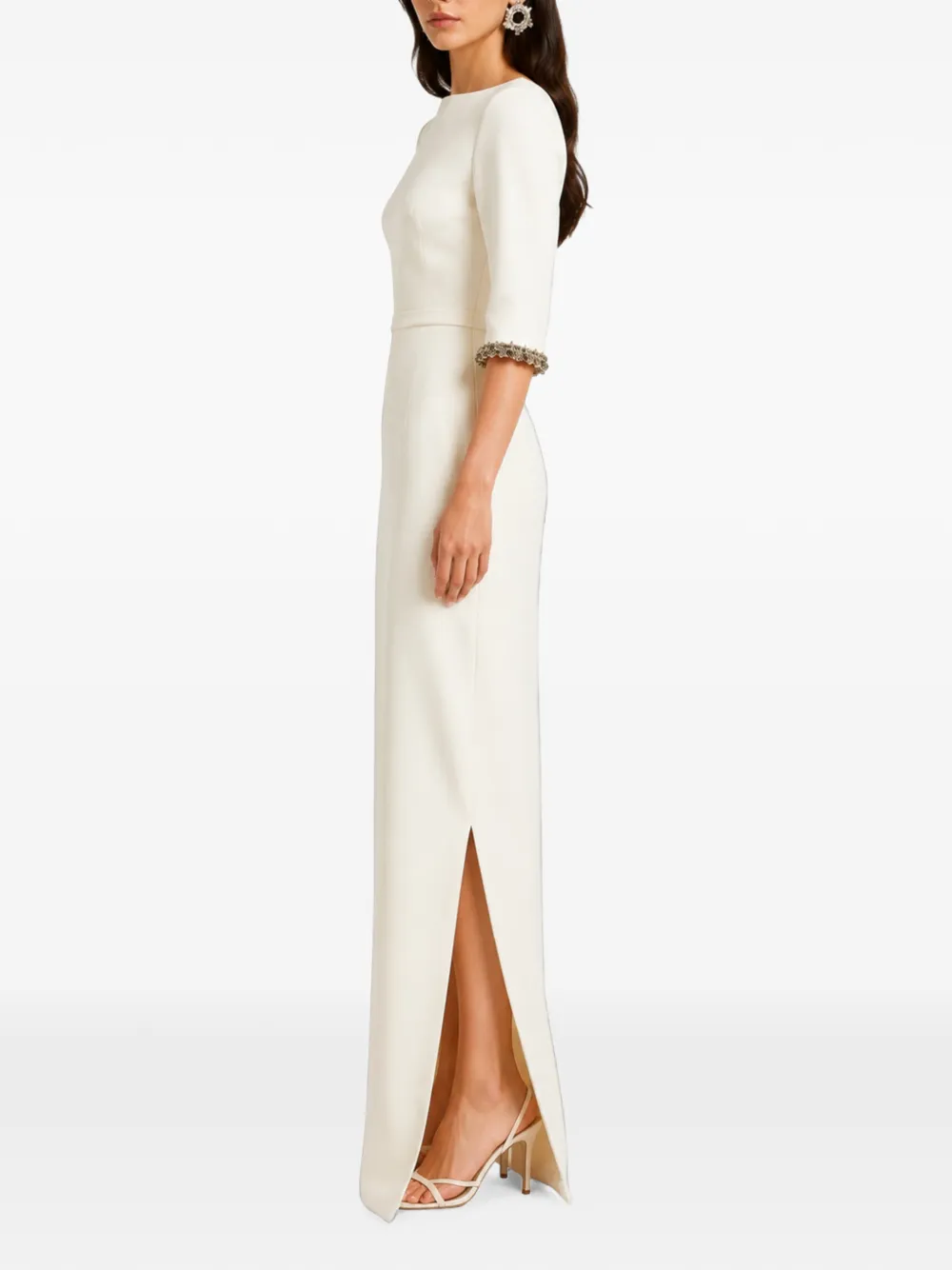 Safiyaa Crystal-embellished Maxi Dress in White, view 3