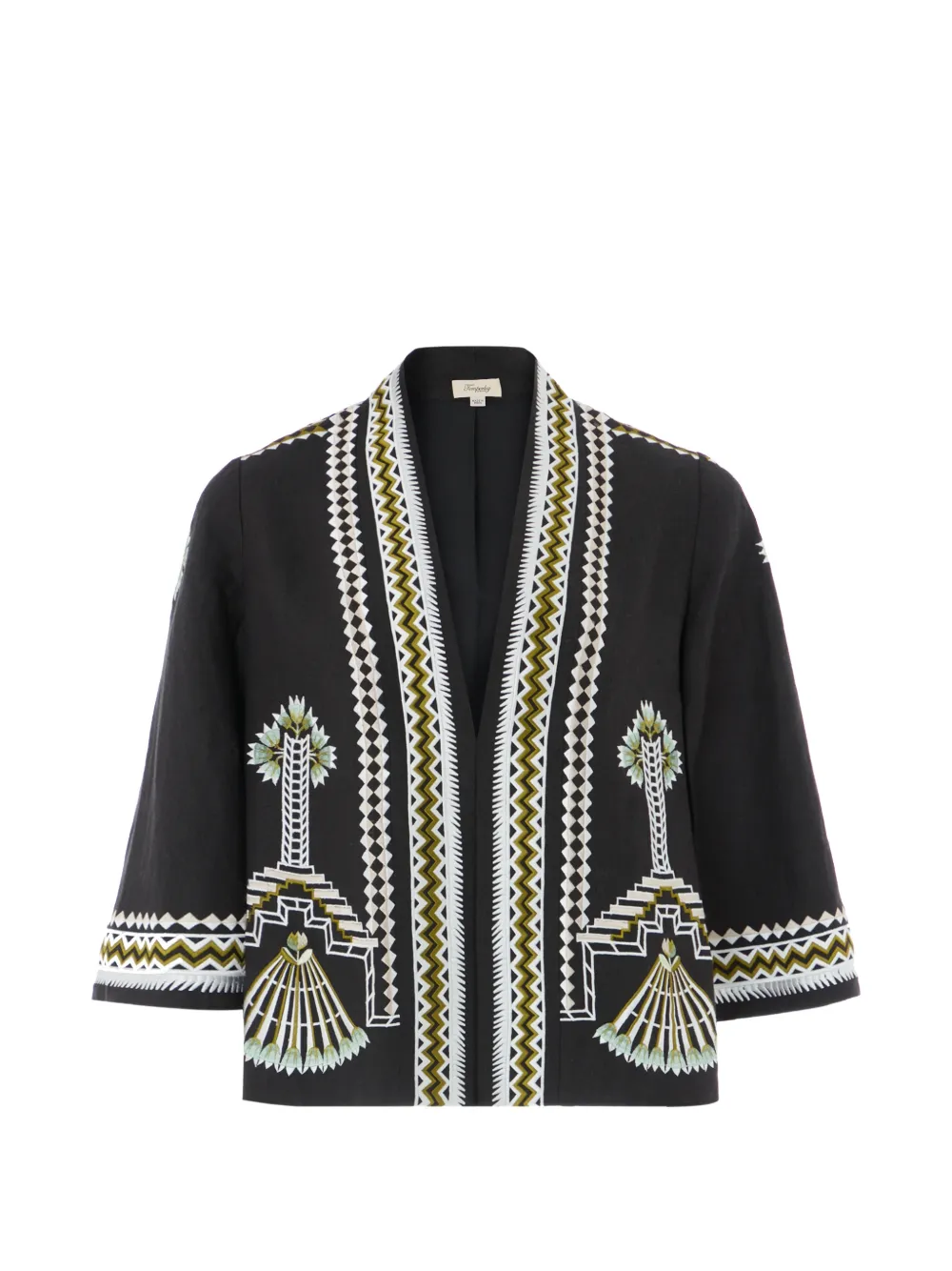 Temperley London embroidered linen jacket - Nero