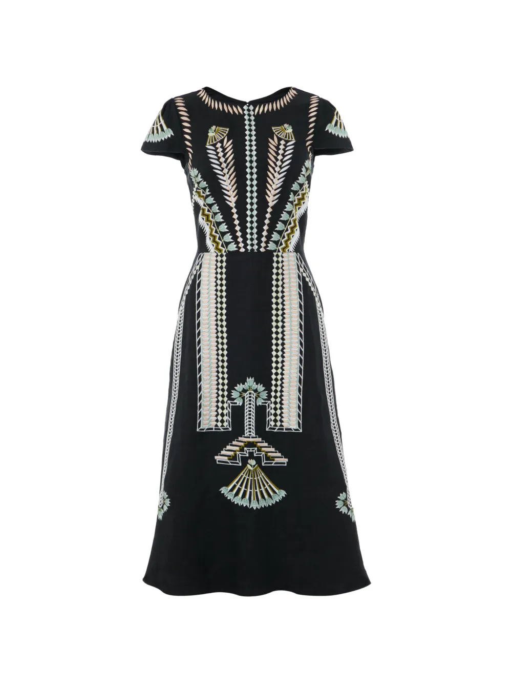 Temperley London Avalon embroidered linen dress - Nero