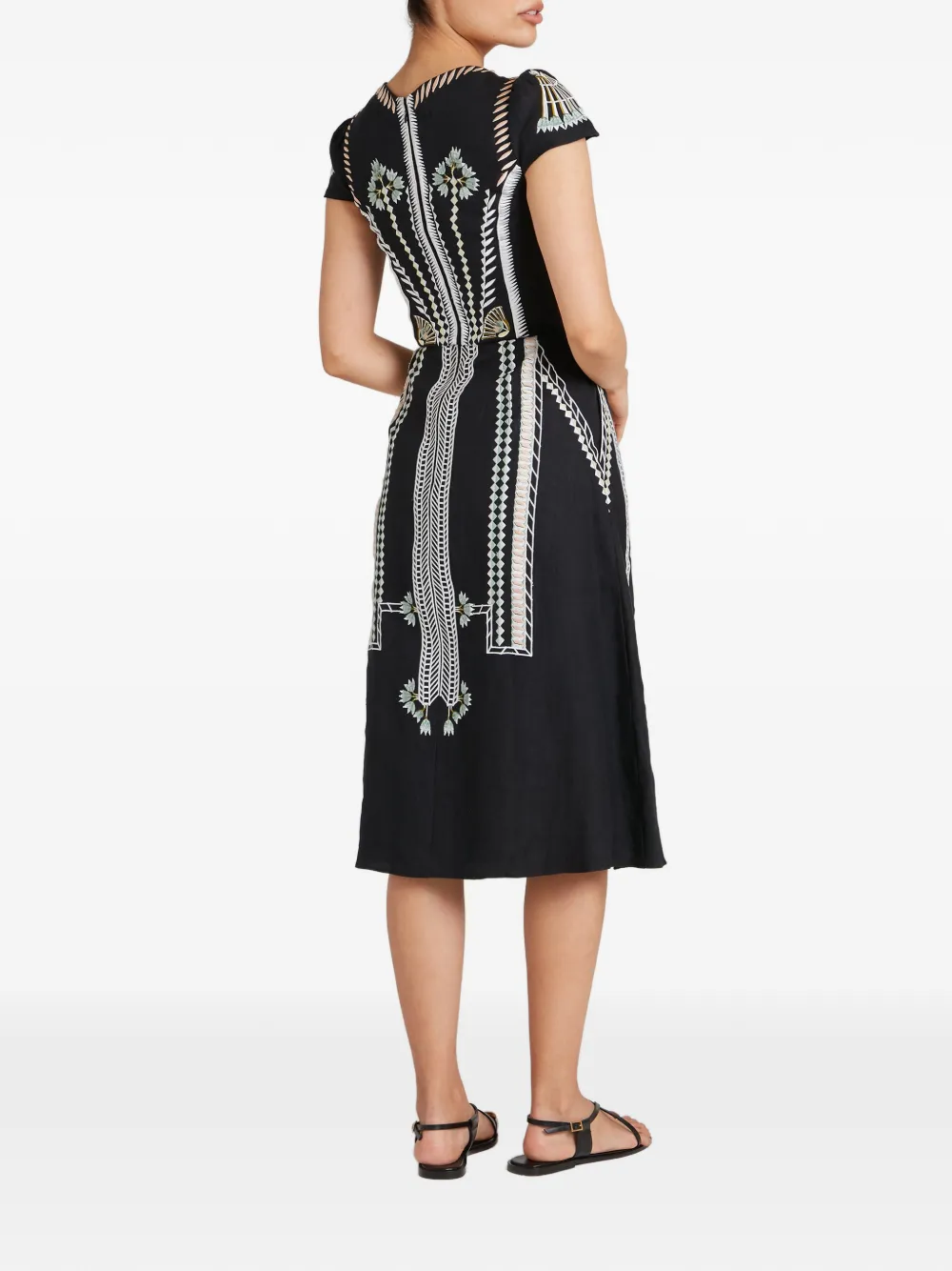 Temperley London Avalon linnen jurk met borduurwerk Zwart