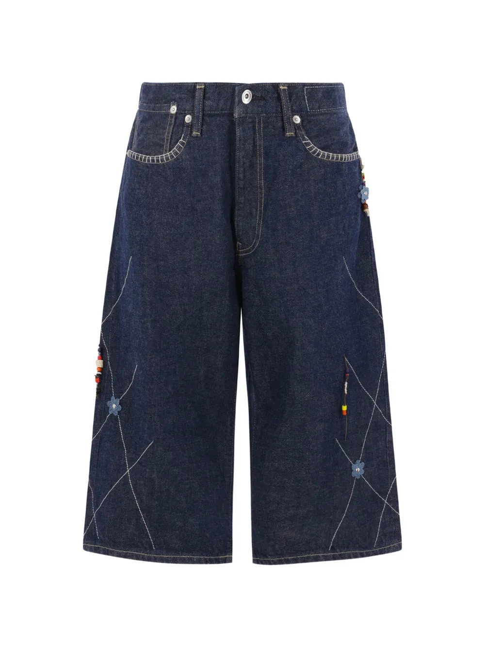 Kuro bead-embellished bermuda shorts - Blue