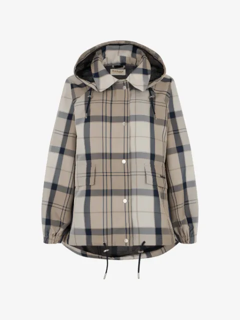 Barbour abrigo con motivo de cuadros y capucha
