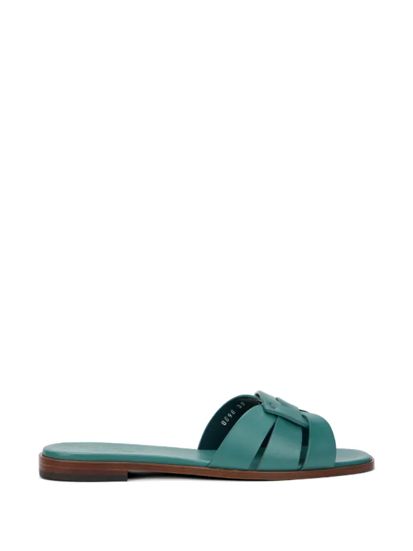 Doucal's Interwoven Leather Sandals in Green