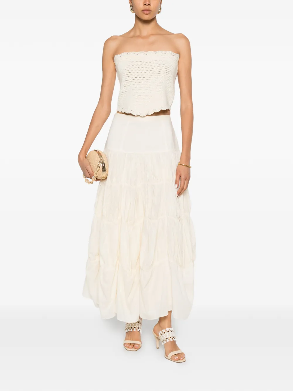 Ulla Johnson Davina midi-rok met verlaagd taille Beige