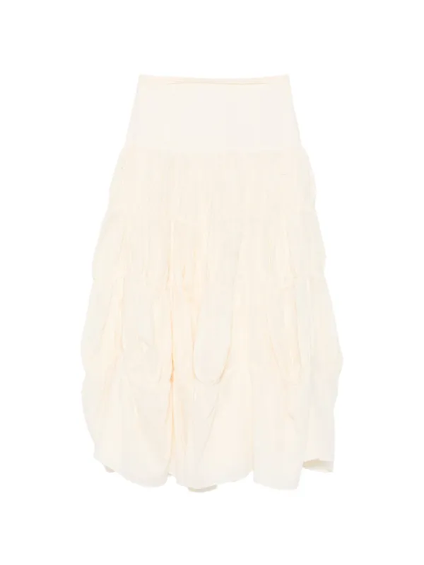 Ulla Johnson Davina Drop-waist Mid Skirt in Neutrals