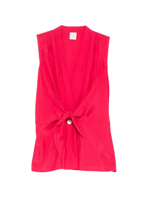 Paul Smith Silk Front Tie Top in Red