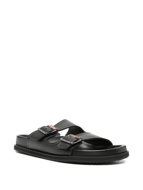 Paul Smith メインライン レザーサンダル Paul Smith logo-stripes buckle-strap Sandals | Black | FARFETCH