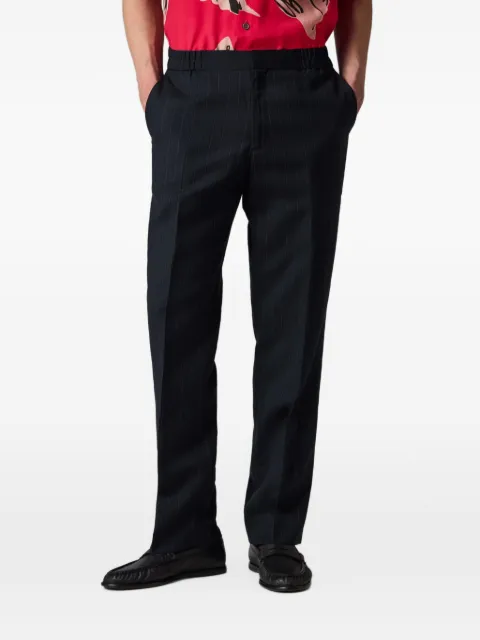 Paul Smith wool-linen pinstripe elasticated waist trousers