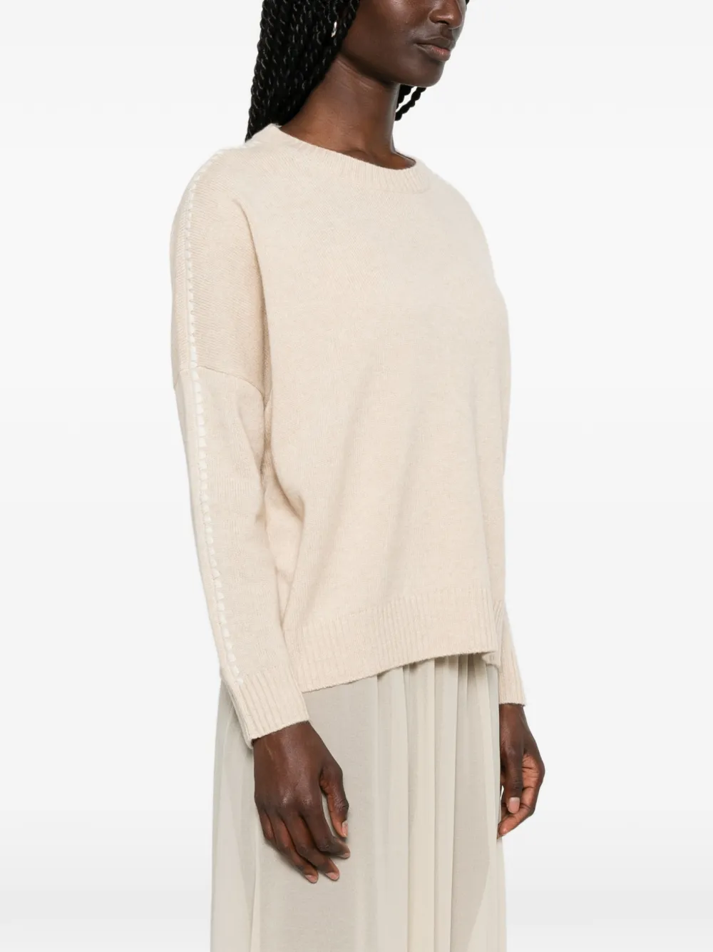 kujten Amelina trui met stiksels Beige