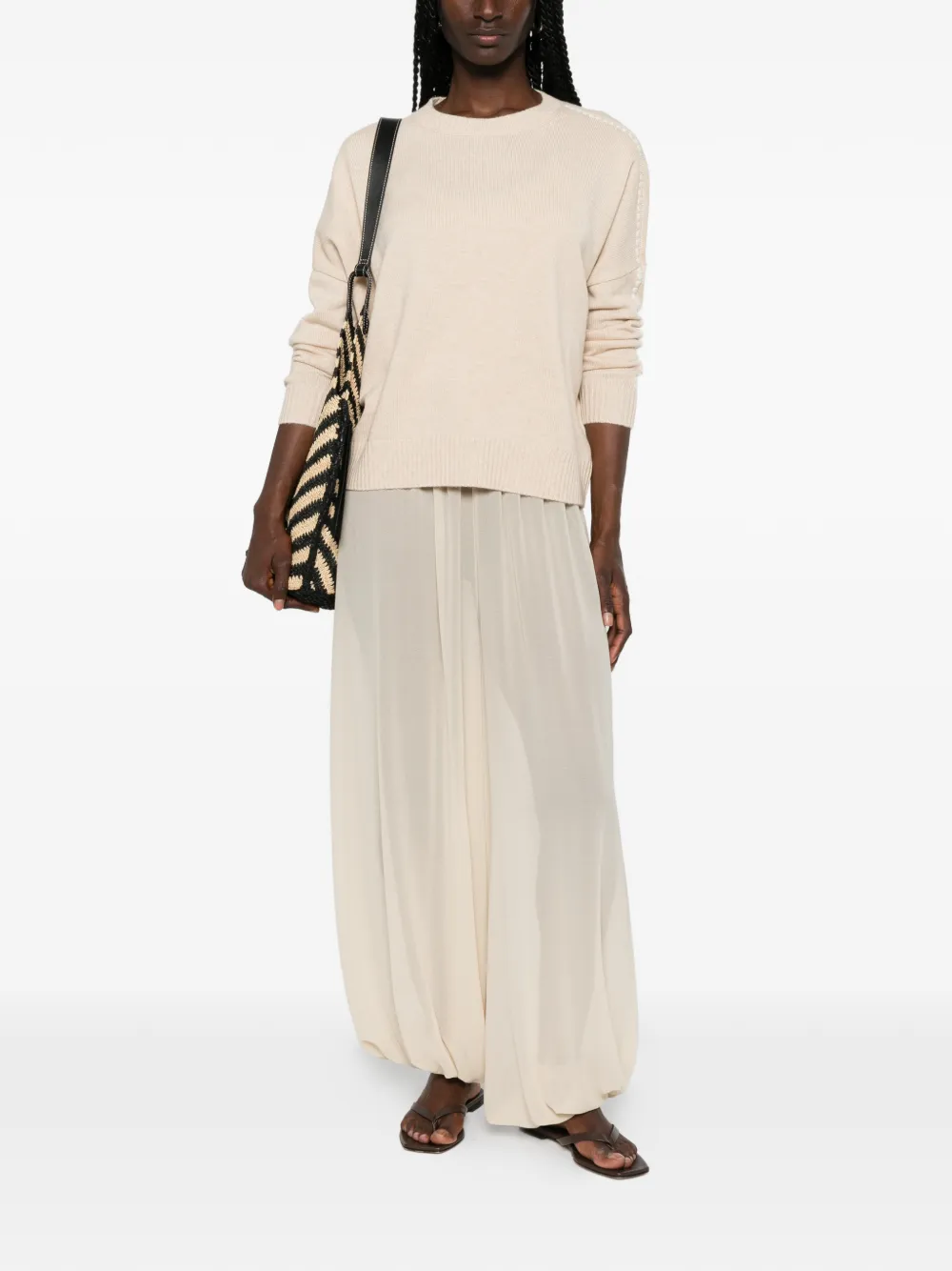 kujten Amelina trui met stiksels Beige