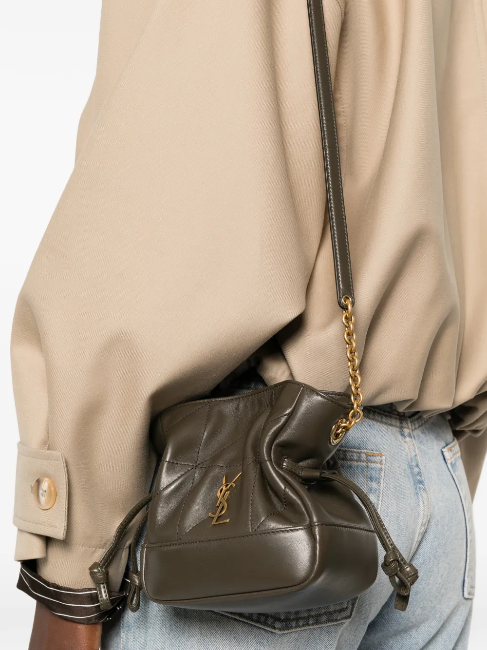 Saint Laurent Jamie Mini Shoulder Pouch in Brown, view 2
