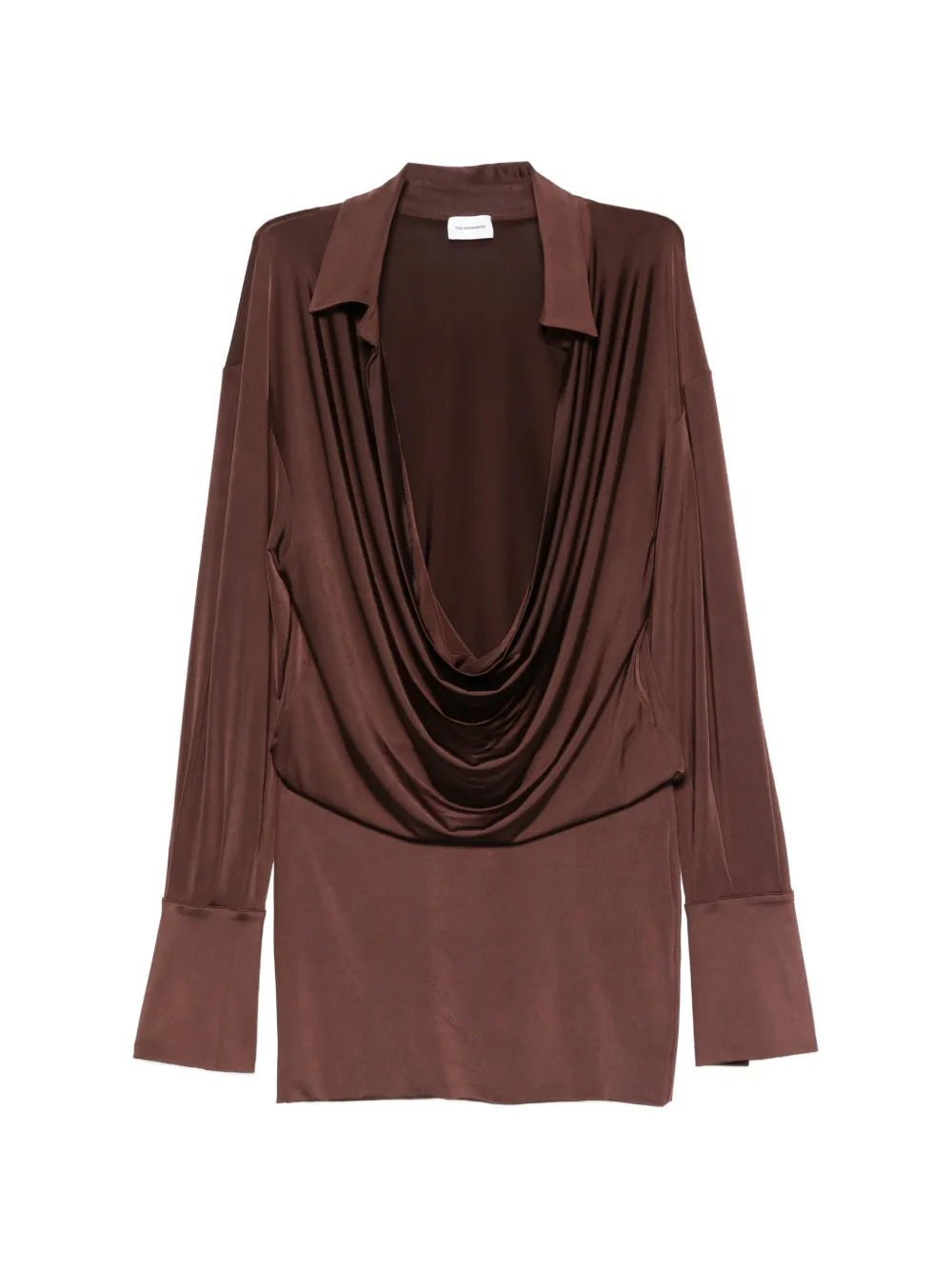 THE ANDAMANE Lilia draped-front collared mini dress - Braun