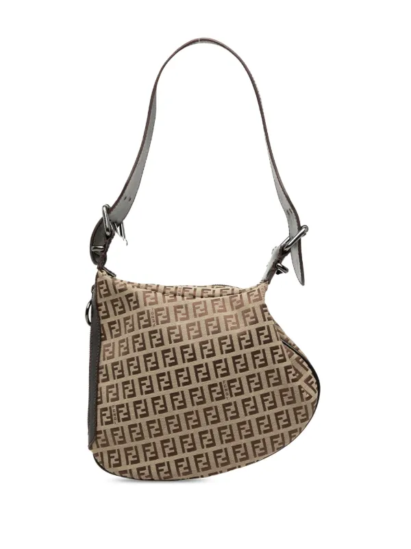 Fendi Pre-owned 2000-2025 Zucchino Oyster Shoulder Bag in Neutrals