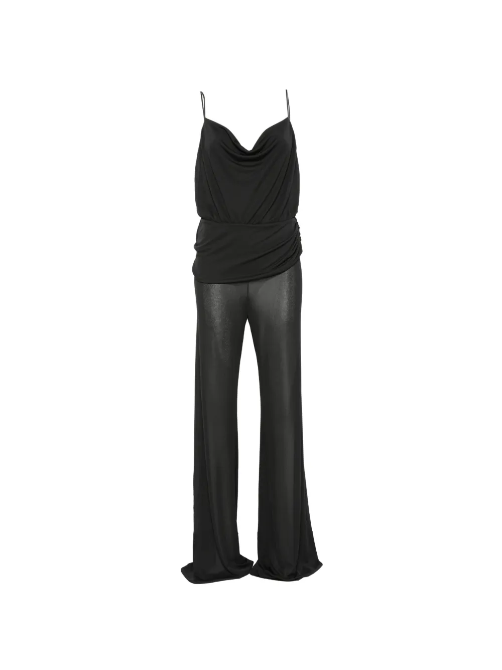 THE ANDAMANE Carla draped cowl-neck jumpsuit - Nero