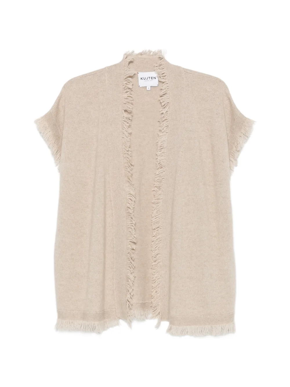 kujten frayed-trim short-sleeve cardigan - Toni neutri