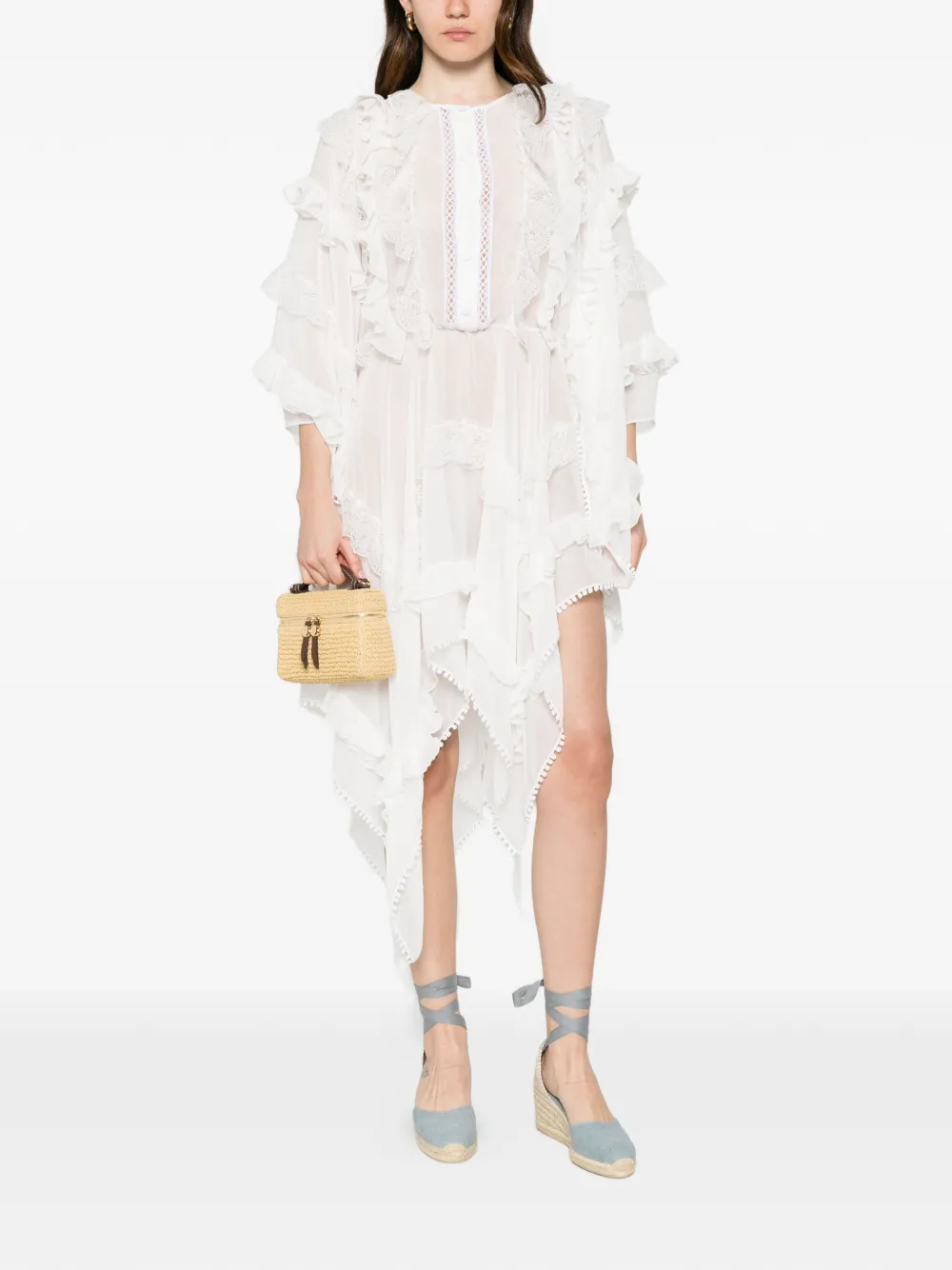 Les Filles d'Eva Asymmetrische jurk met ruches Wit