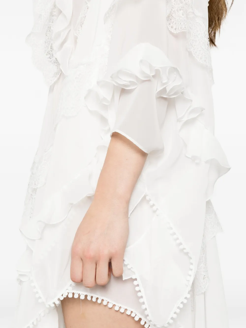 Les Filles d'Eva Asymmetrische jurk met ruches Wit