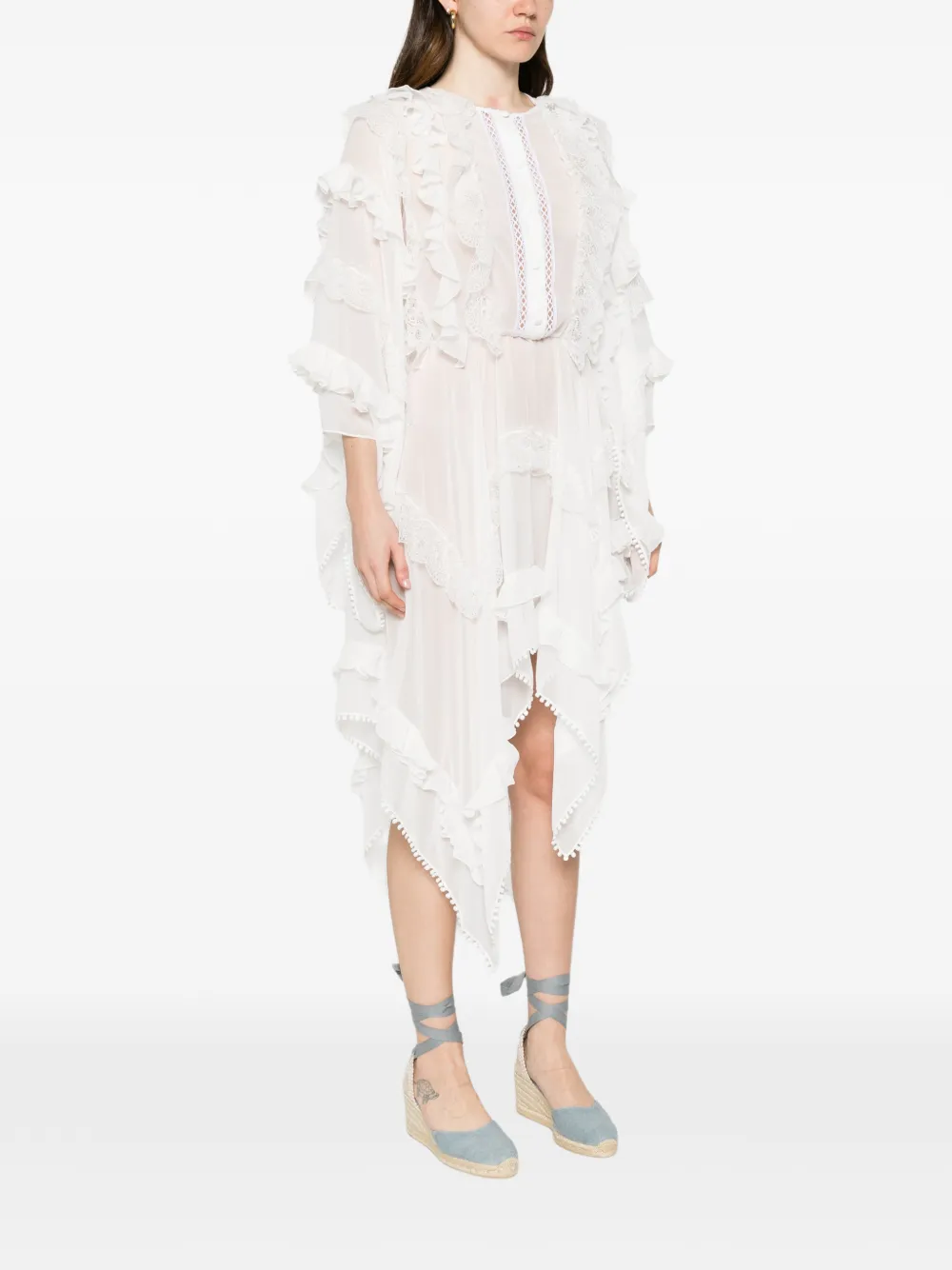 Les Filles d'Eva Asymmetrische jurk met ruches Wit