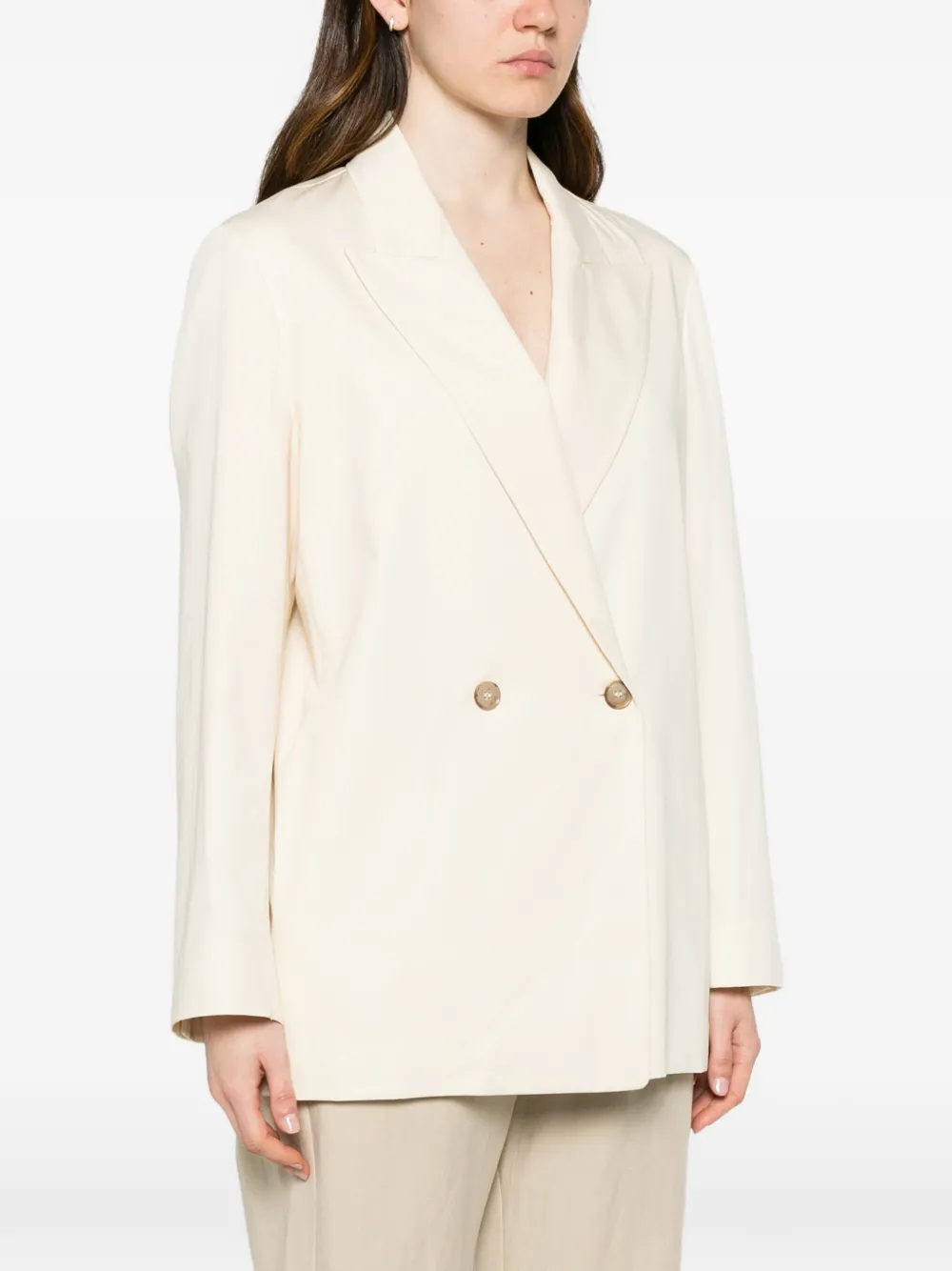 FRAME The Lounge blazer met dubbele rij knopen en puntige revers Beige
