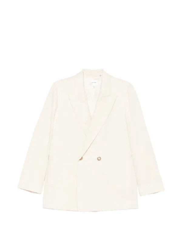 Frame The Lounge Double-breasted Peak-lapel Blazer in Neutrals