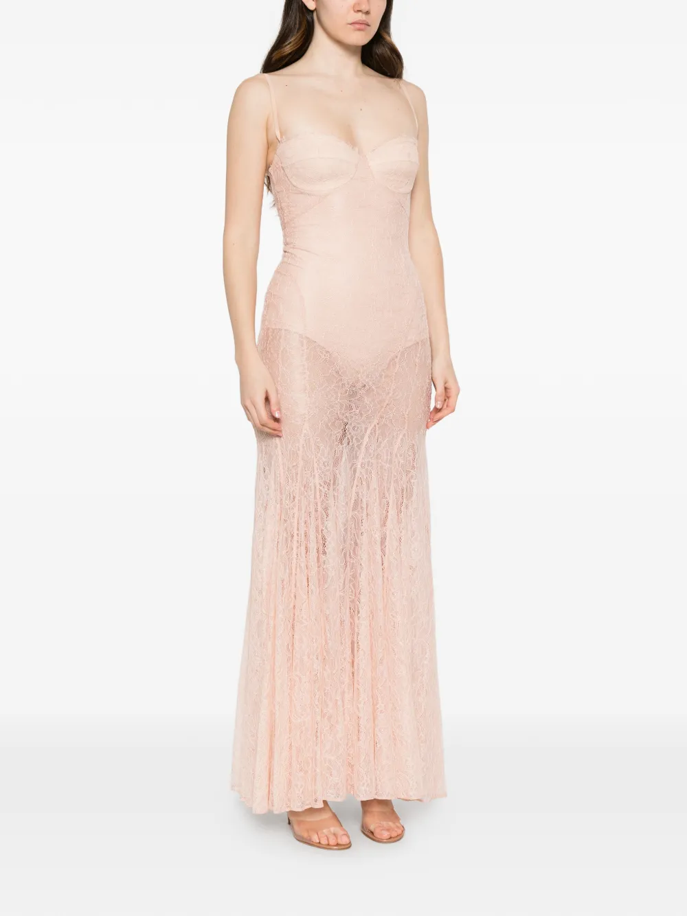 Elisabetta Franchi Maxi-jurk met kant Roze