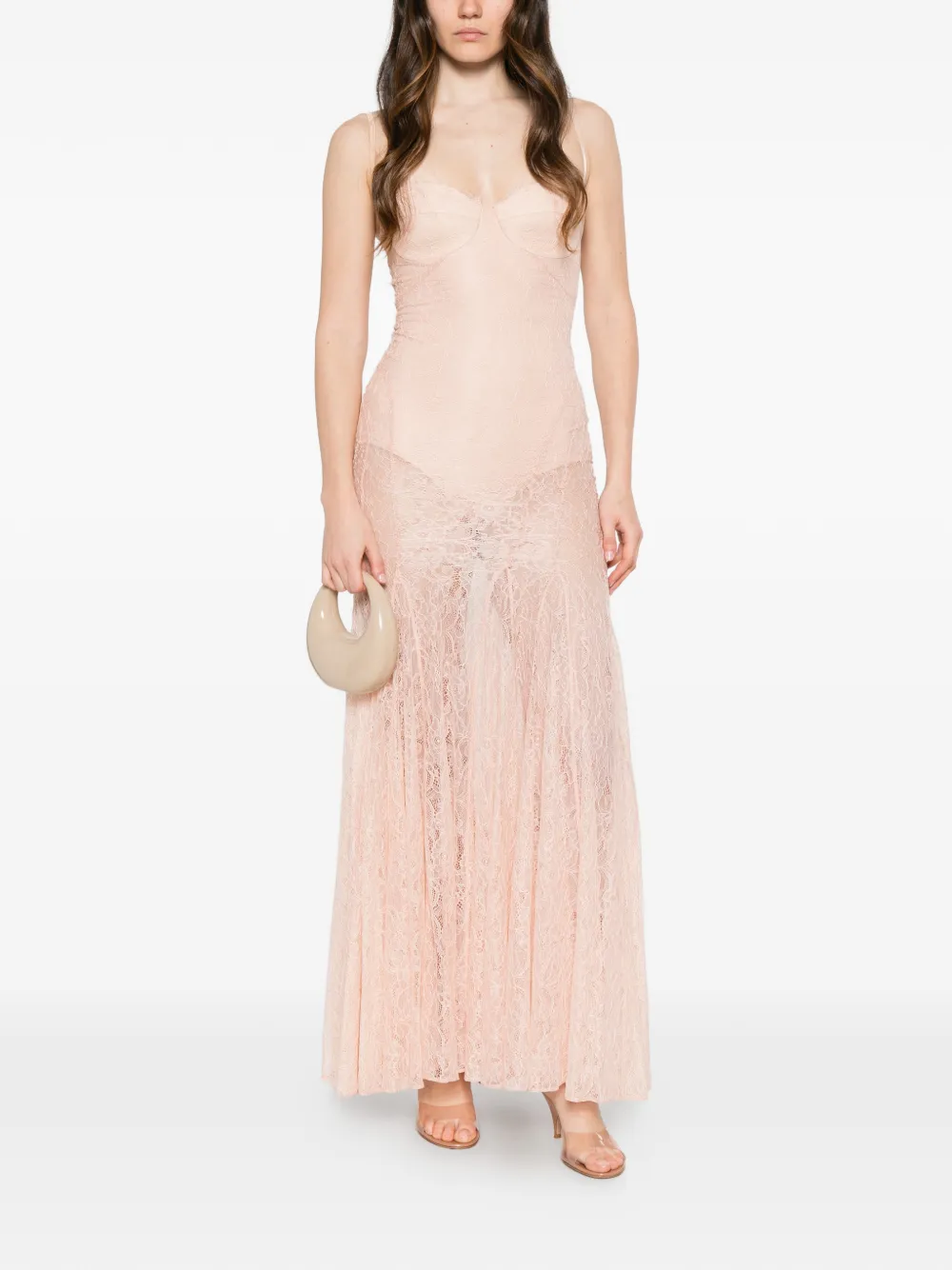 Elisabetta Franchi Maxi-jurk met kant Roze