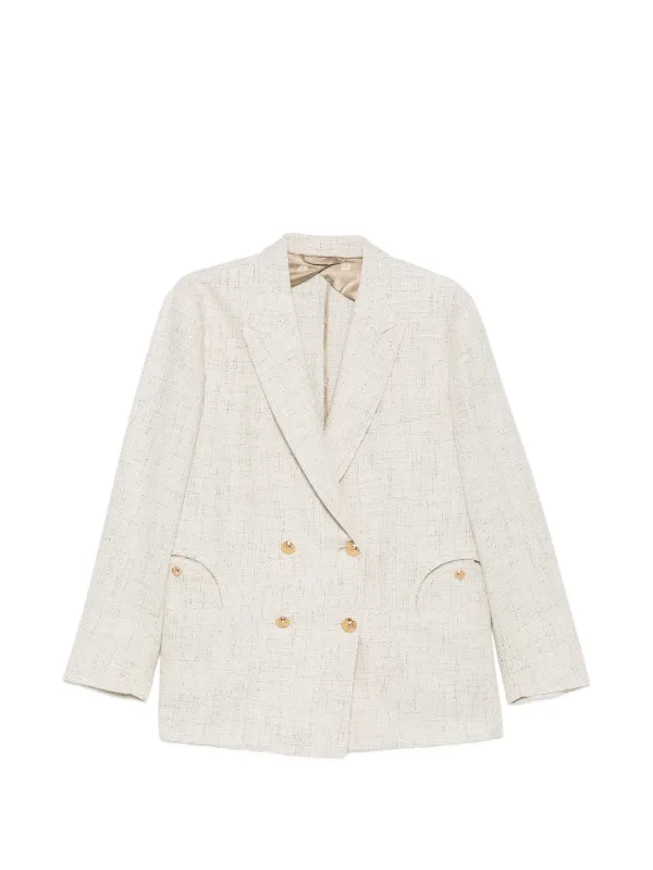 BLAZÉ Milano Crancy Nightbreak Double-breasted Blazer in Neutrals