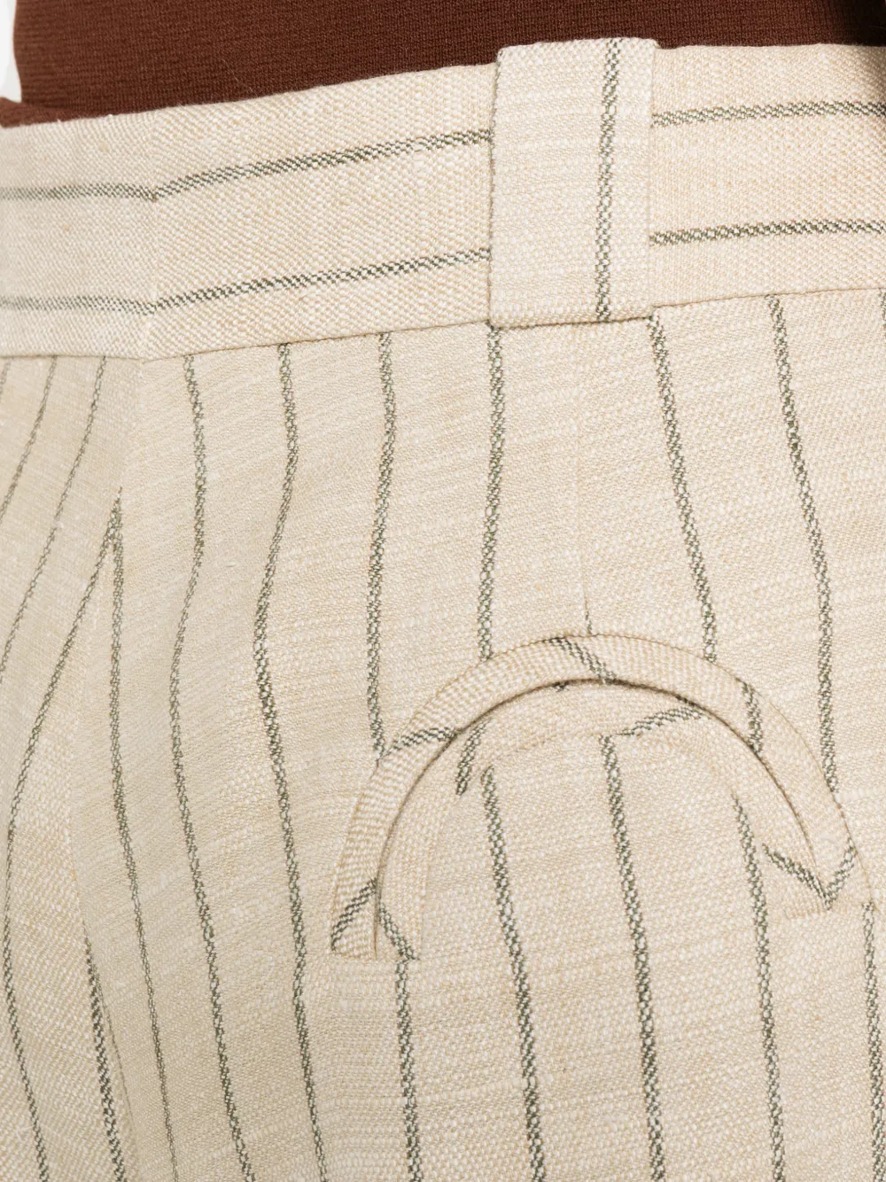 BLAZÉ Milano Serene Husul Striped Pleated Shorts in Neutrals, view 5