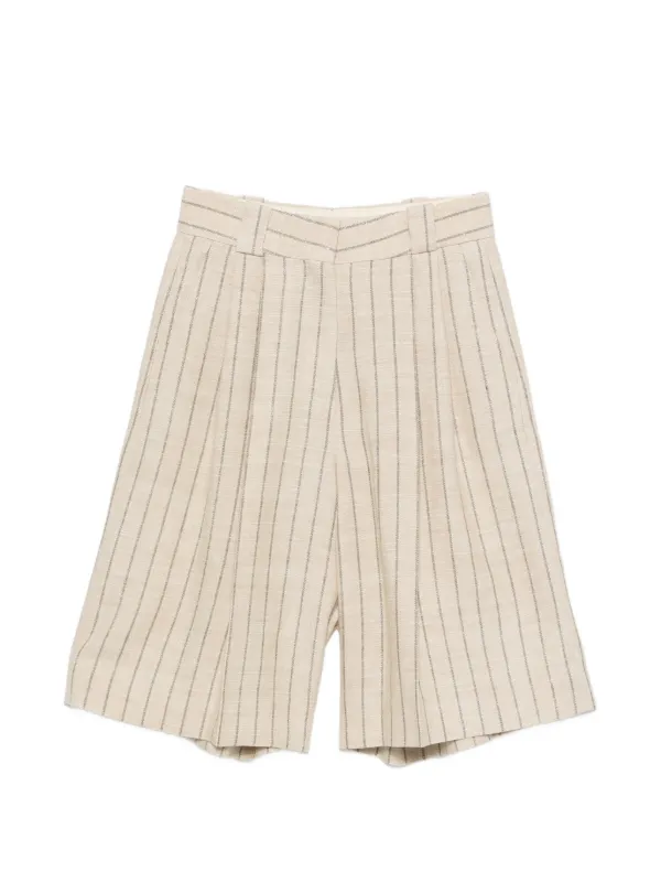 BLAZÉ Milano Serene Husul Striped Pleated Shorts in Neutrals