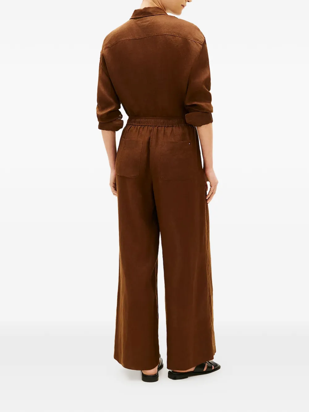 Tommy Hilfiger Palazzo broek met trekkoord Bruin