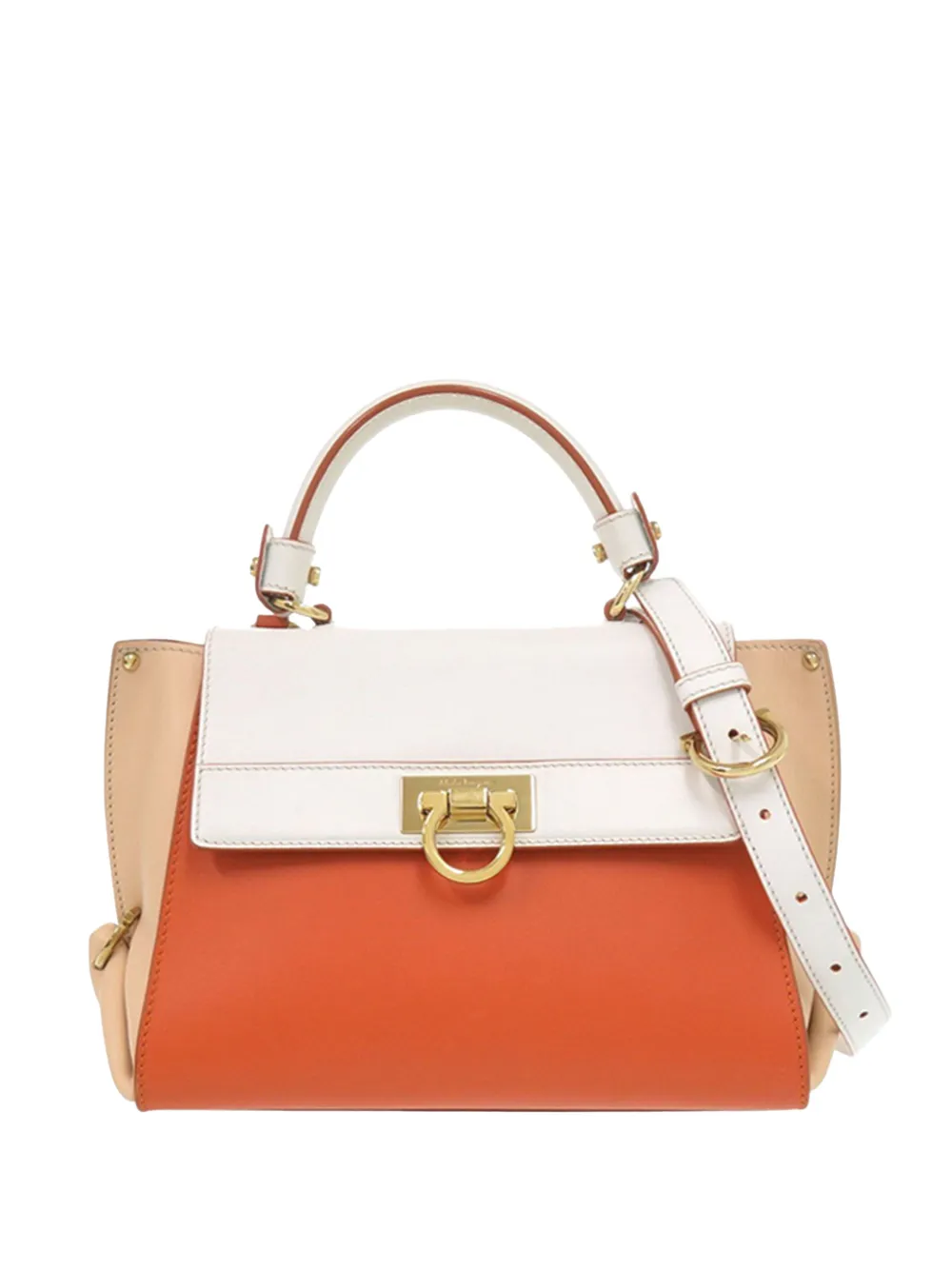 Ferragamo Pre-Owned 2000-2025 Small Tricolor Leather Gancini Sofia satchel - Arancione
