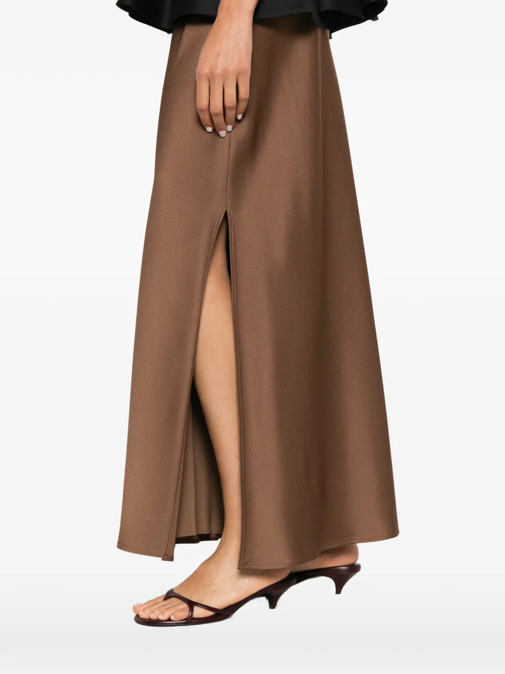 Brunello Cucinelli Maxi-rok met satijnen afwerking Bruin