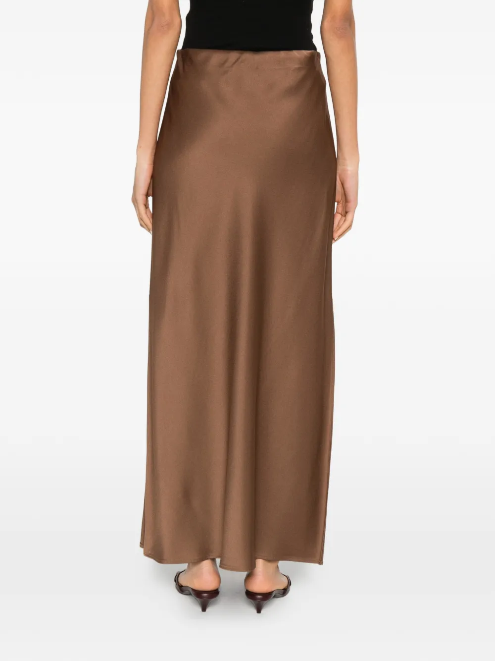 Brunello Cucinelli Maxi-rok met satijnen afwerking Bruin