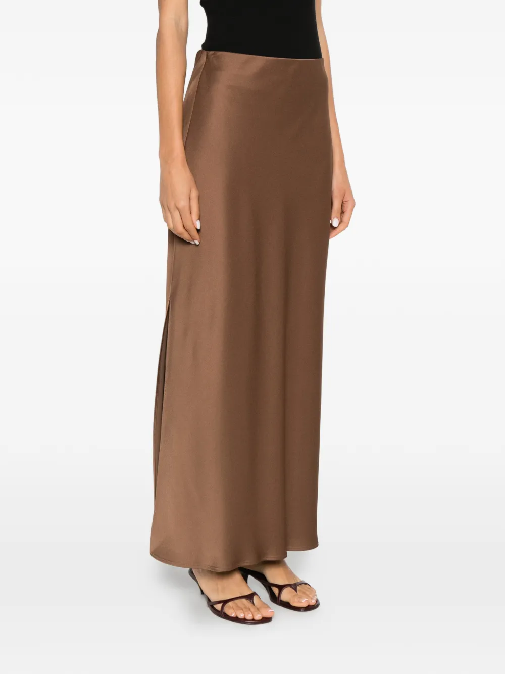 Brunello Cucinelli Maxi-rok met satijnen afwerking Bruin