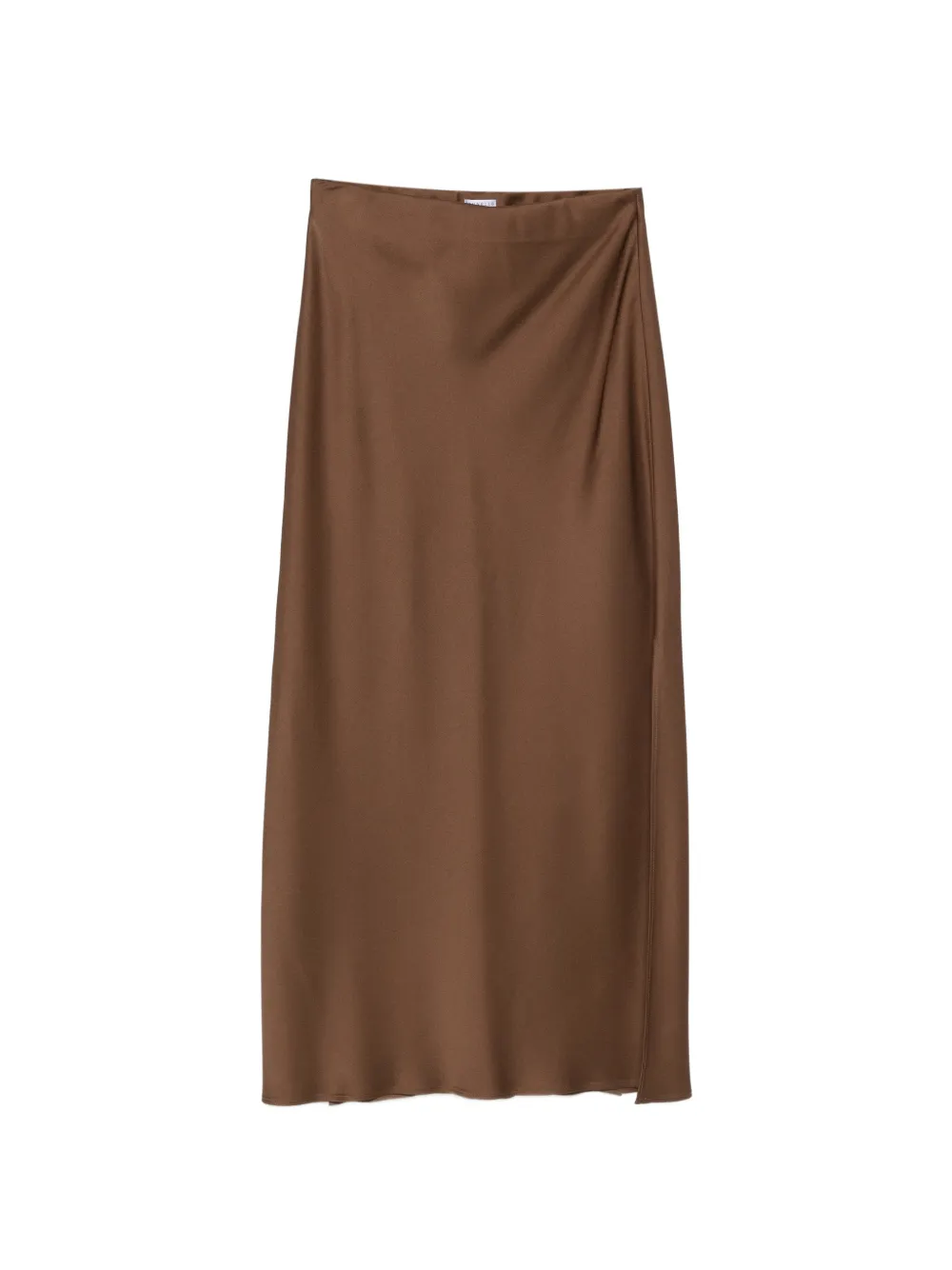 Brunello Cucinelli satin-finish slit maxi skirt - Marrone