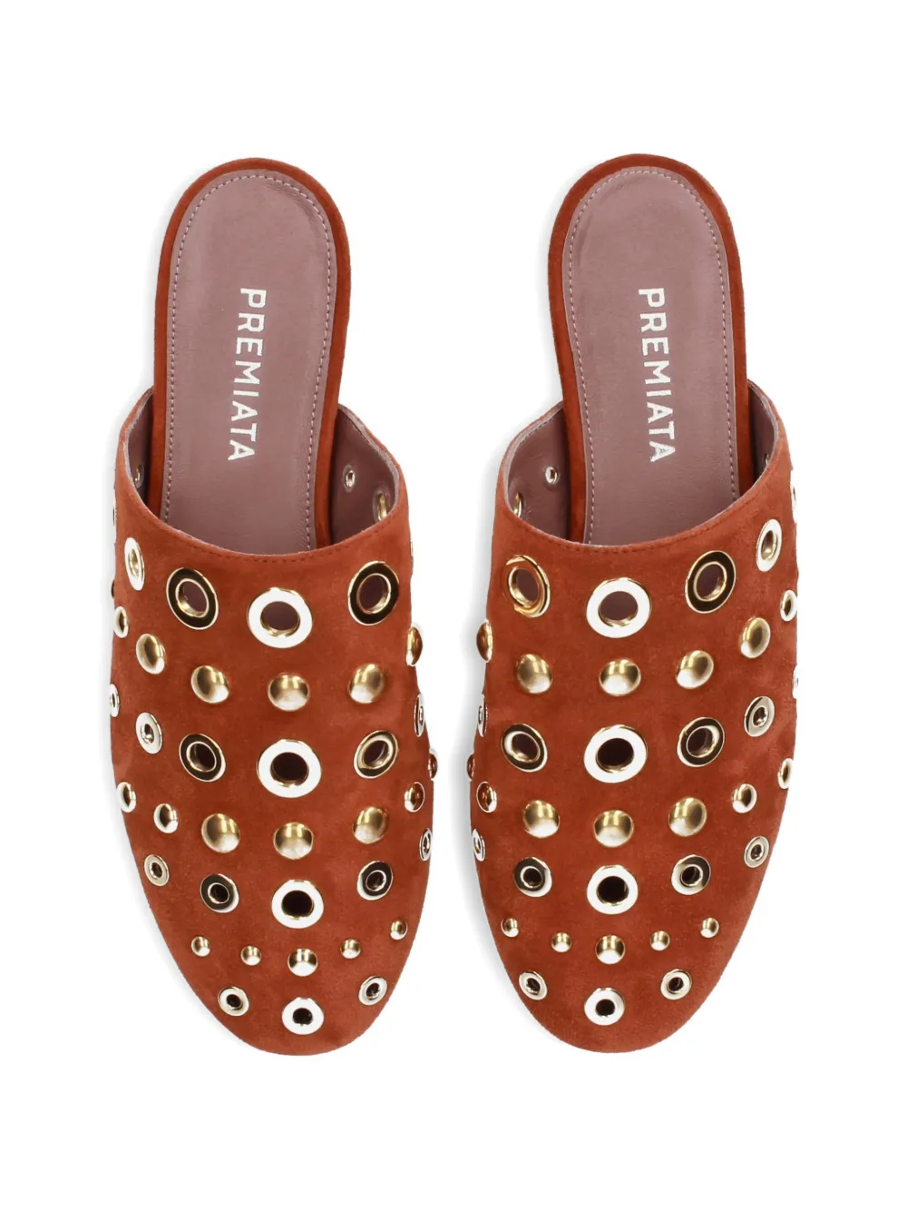 Premiata Platte muiltjes met ringlets en studs Oranje