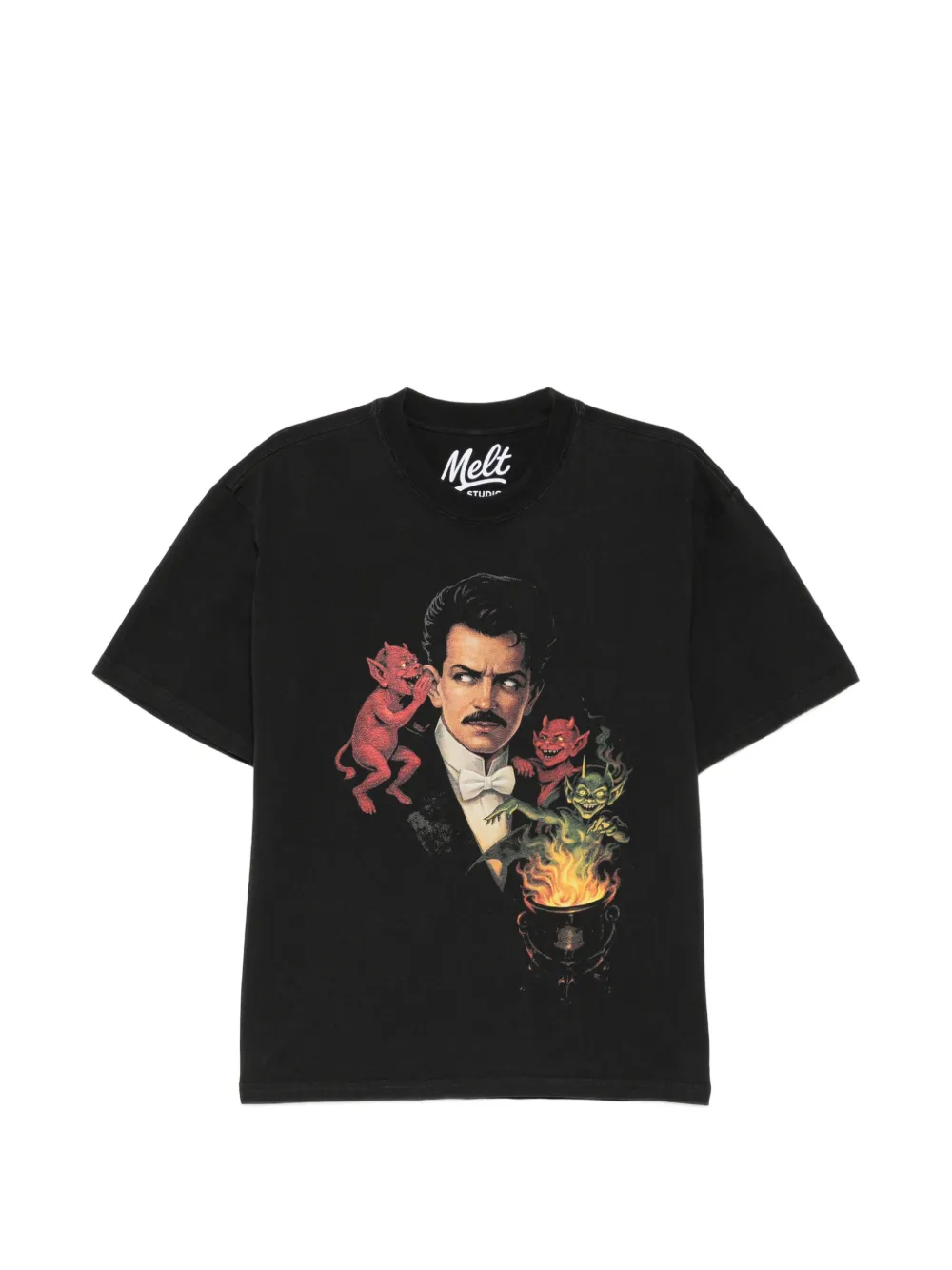 Melt graphic-print round neck T-shirt - Nero