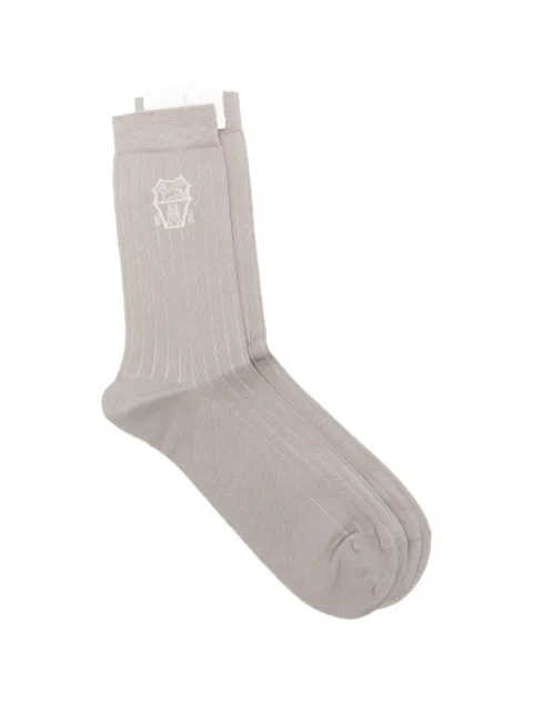 Brunello Cucinelli logo-detail ribbed-knit socks