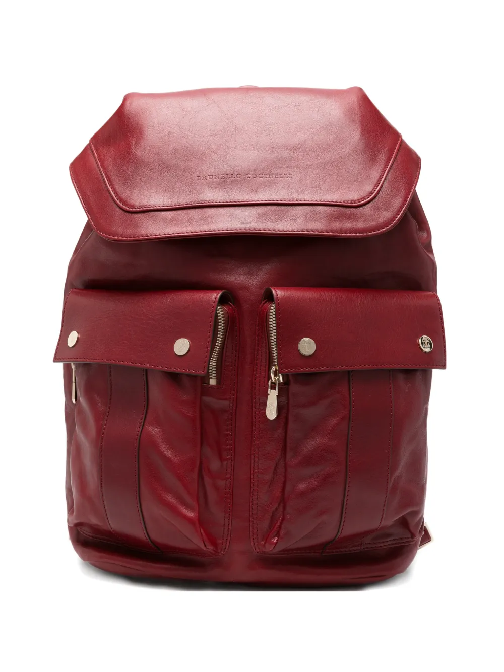 Brunello Cucinelli leather flap-top backpack - Rosso