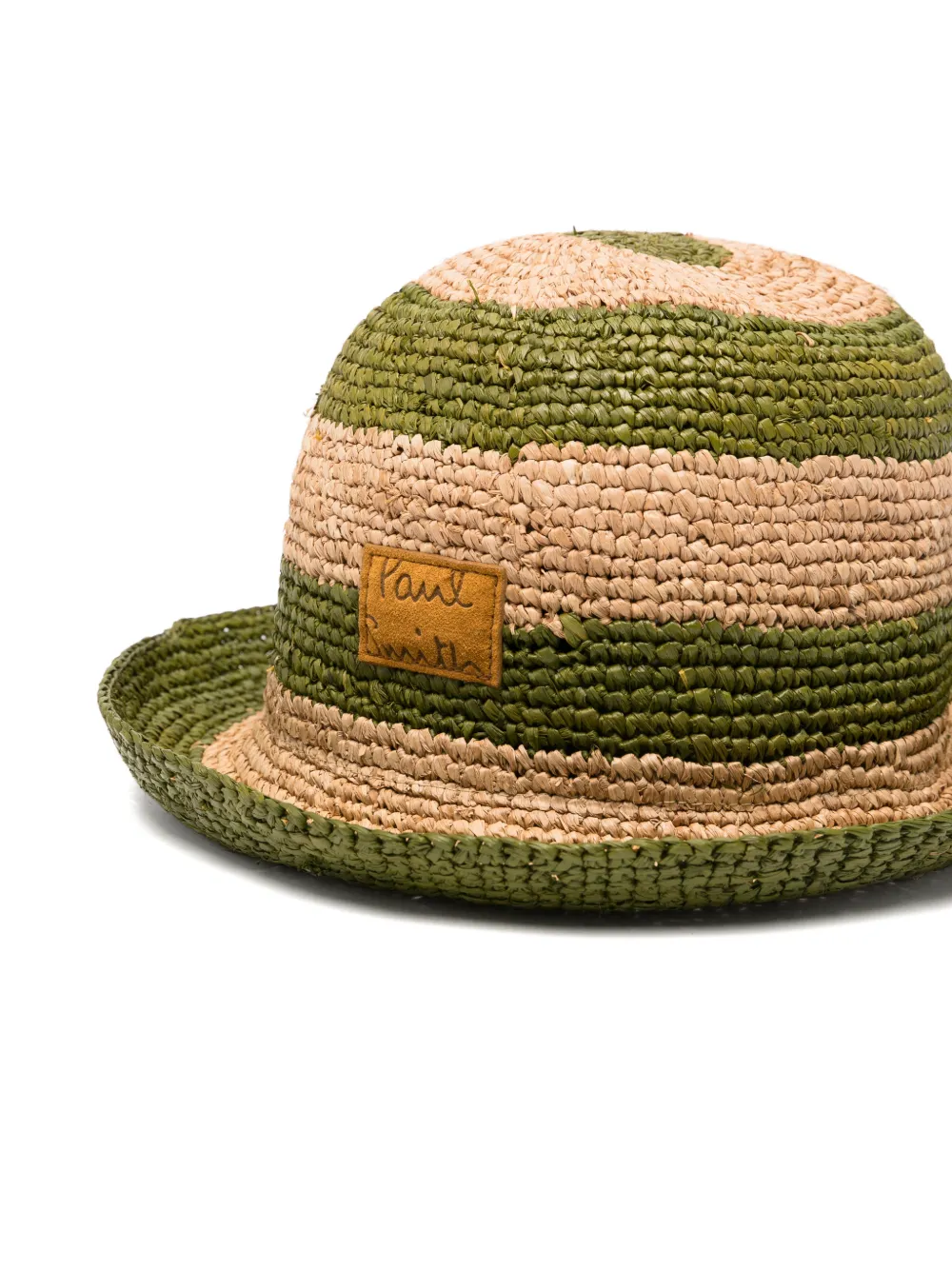 Paul Smith Gestreepte raffia hoed Groen