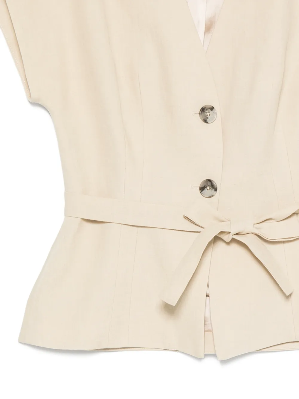 Paul Smith Top met ceintuur en V-hals Beige